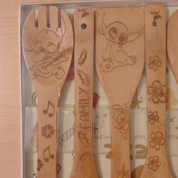 6 pcs Lilo & Stitch Wooden Bamboo Cooking Utensils Set - Picture 6 of 16